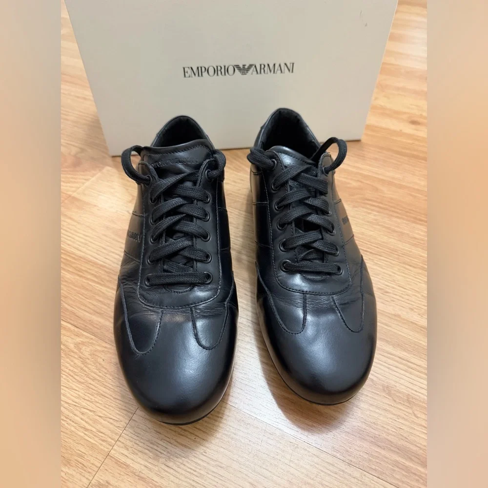 Emporio Armani Men's Black Laced Shoes Size 8 - Picture 1 of 11